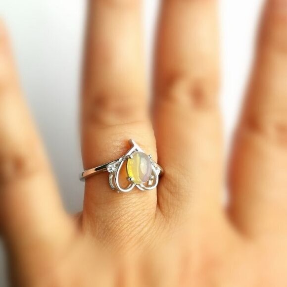 Ethiopian Jelly Opal and diamond accent ring size 8 🆕 - Picture 10 of 10